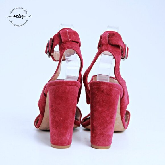 Madewell Octavia Leather Ankle Strap Heeled Sandals Red Women 9 - Picture 6 of 16